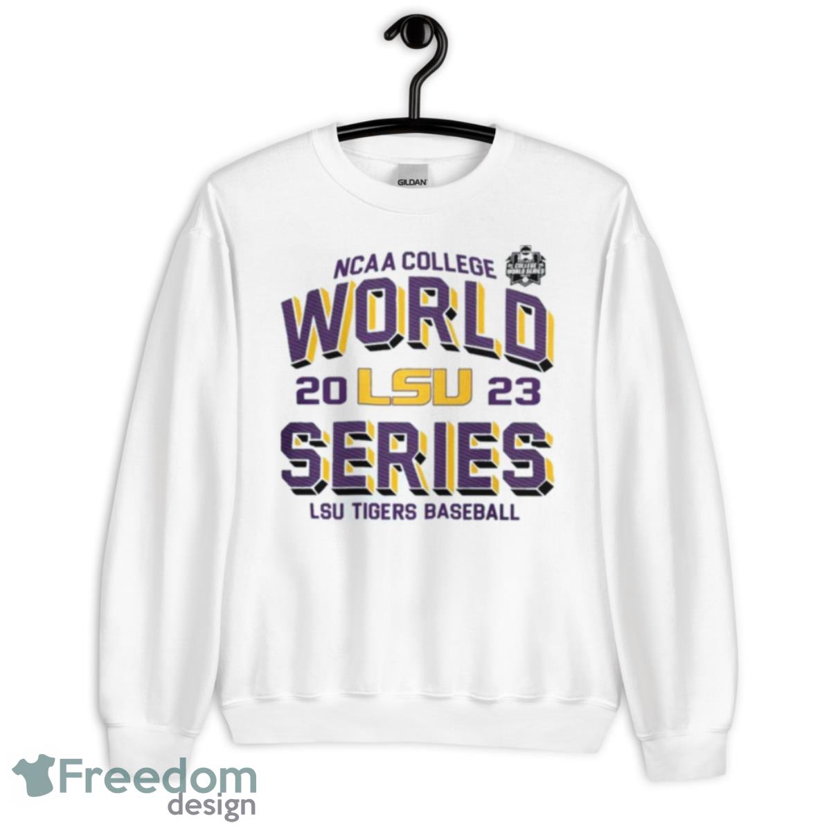 2023 NCAA College World Series LSU Tigers White Cws Bound T Shirt - Unisex Heavy Blend Crewneck Sweatshirt