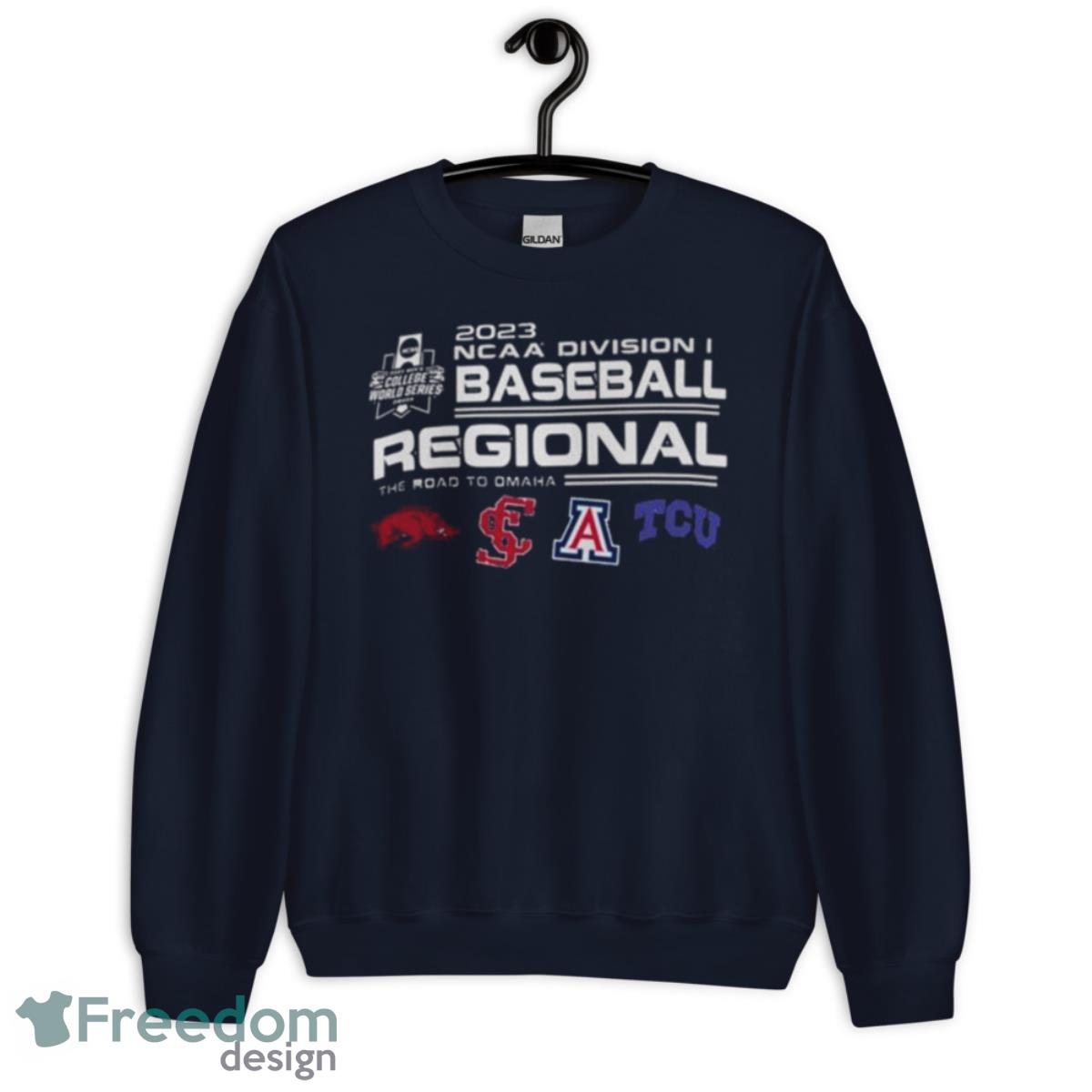 2023 NCAA Division I Baseball Regional The Road To Omaha Four Team Shirt - Unisex Crewneck Sweatshirt-1