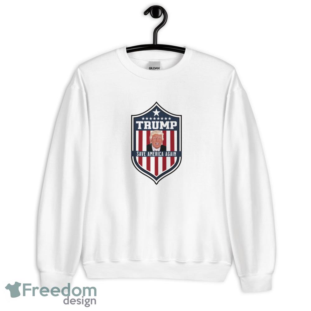 2024 Trump Save America Again Funny White T Shirt - 18000 Unisex Heavy Blend Crewneck Sweatshirt