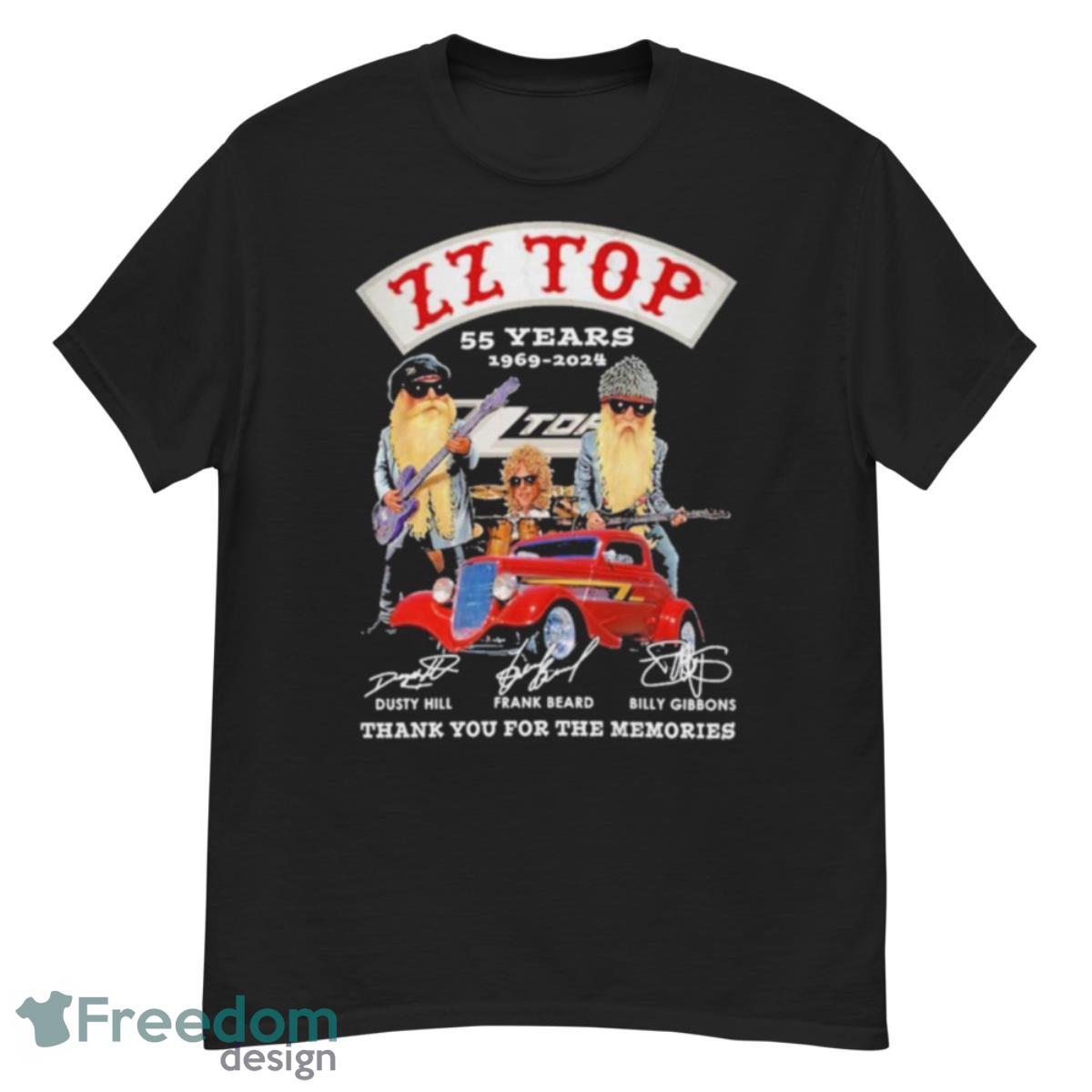 55 Years 1969 2024 ZZ Top Thank You For The Memories Signatures 2023 Shirt - G500 Men’s Classic T-Shirt