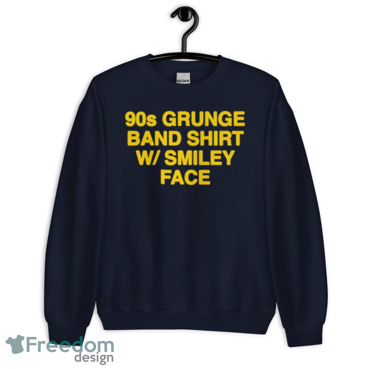 90s Grunge Band Shirt W Smiley Face Shirt - Unisex Crewneck Sweatshirt-1