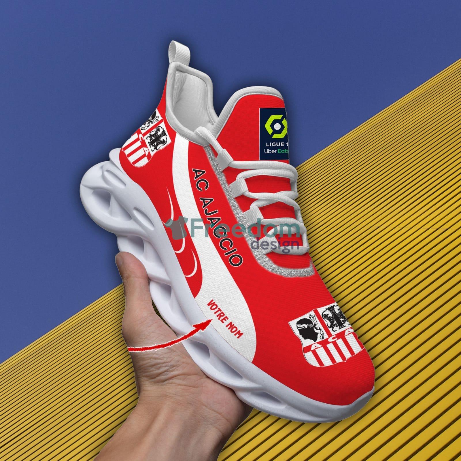AC Ajaccio Running Sneakers Custom Name Ligue 1 And Ligue 2 Max Soul Shoes - AC Ajaccio_1