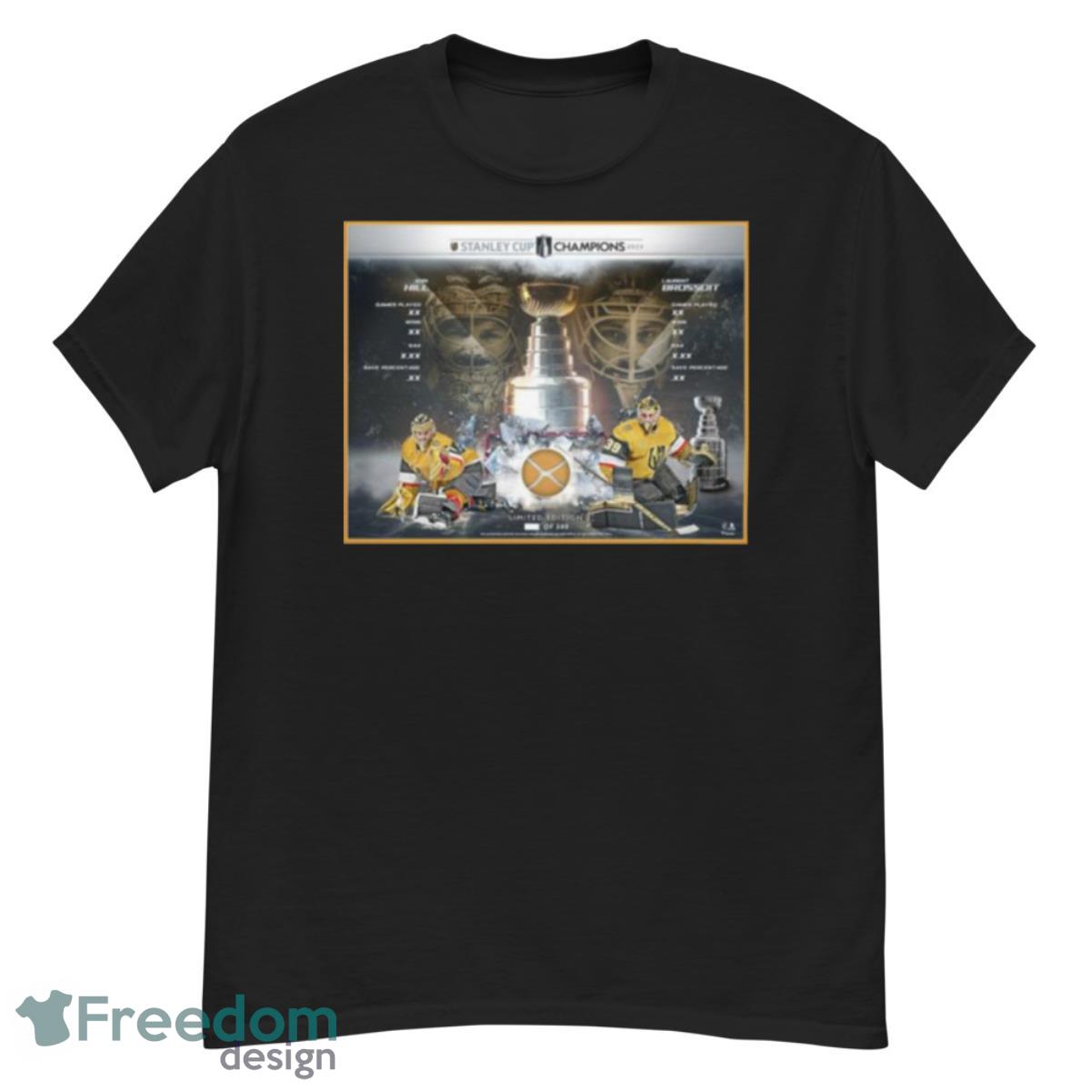 Adin Hill And Laurent Brossoit Vegas Golden Knights 2023 Stanley Cup Champions Shirt - G500 Men’s Classic T-Shirt