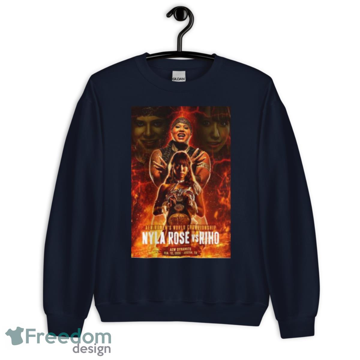 Aew Women’s World Championship Nyla Rose Vs Riho Shirt - Unisex Crewneck Sweatshirt-1