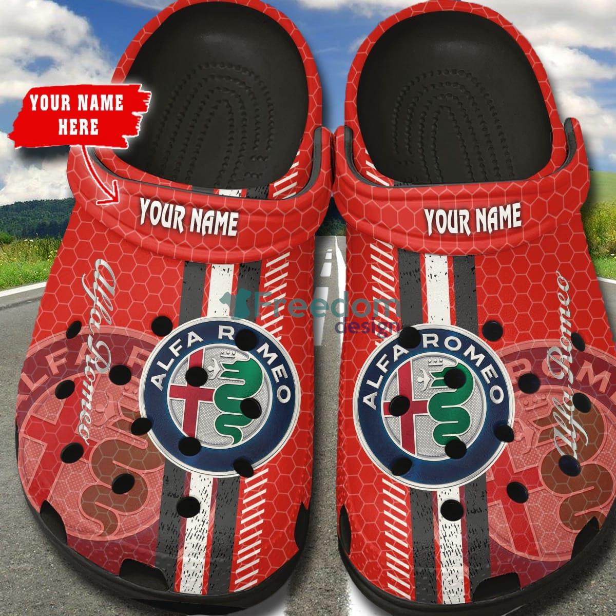 Alfa Romeo Red W Car And Motorcycles Logo Clog Shoes Custom Name - Alfa Romeo Red _2