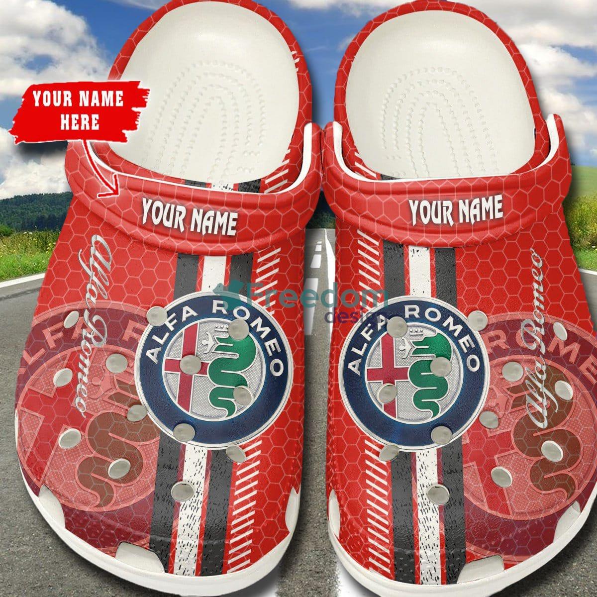 Alfa Romeo Red W Car And Motorcycles Logo Clog Shoes Custom Name - Alfa Romeo Red _1