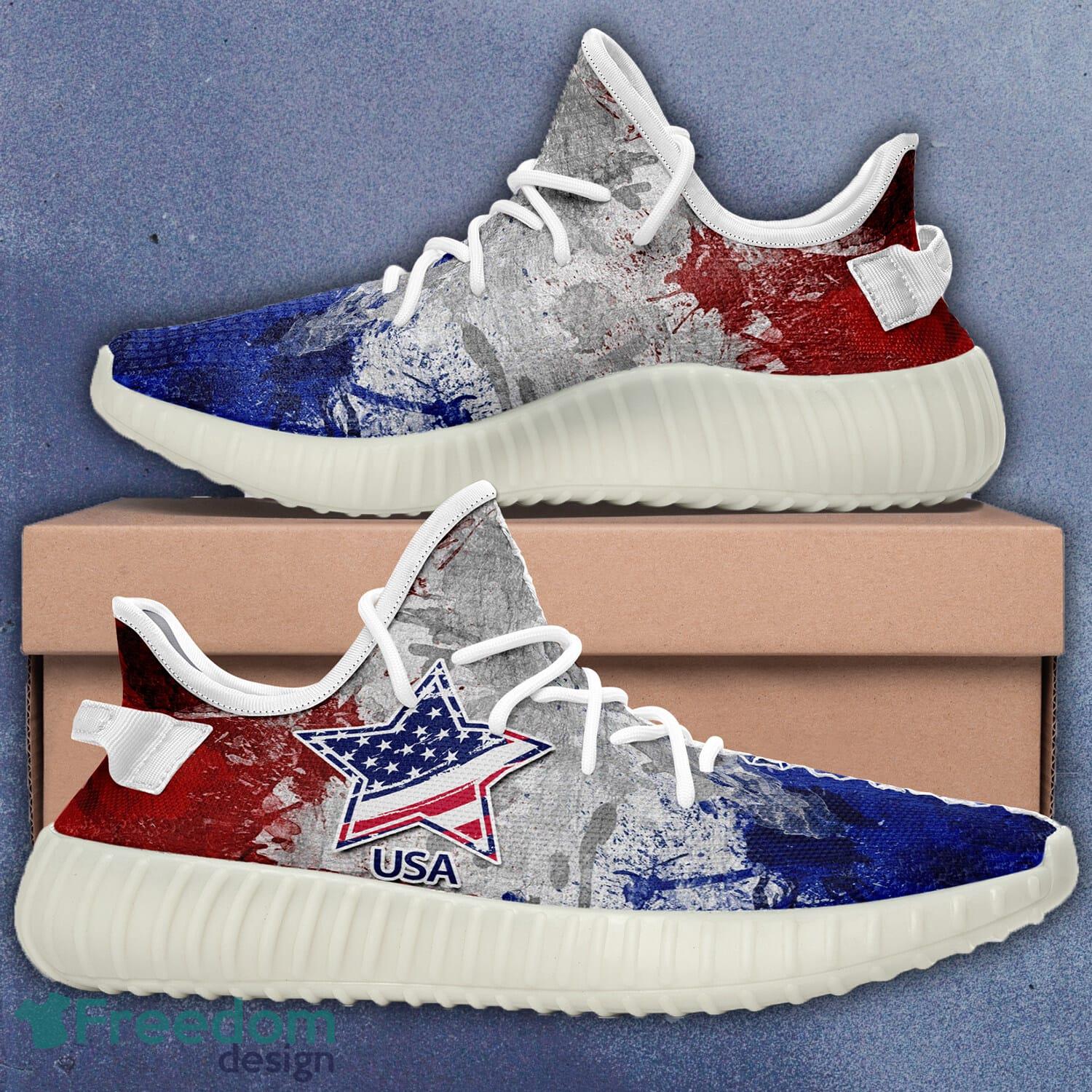 America Flag Yeezy Sneakers Sport Shoes Style 12 Gift For Men And Women - Customize America Flag Full Print New Yeezy Sneakers Men Women Sport Shoes YZ190901106_1