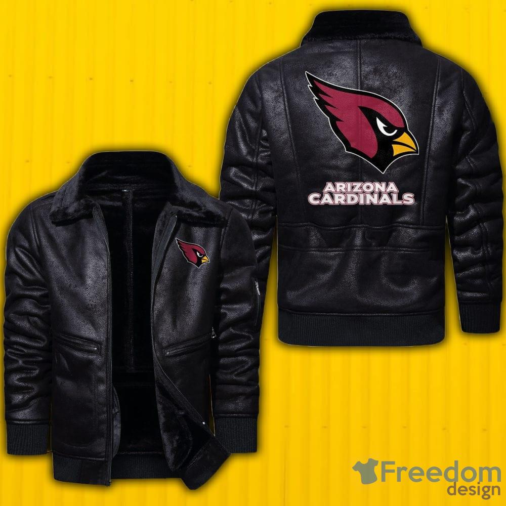 Bundesliga Arizona Cardinals Logo Brown Black Leather Jacket - Freedomdesign