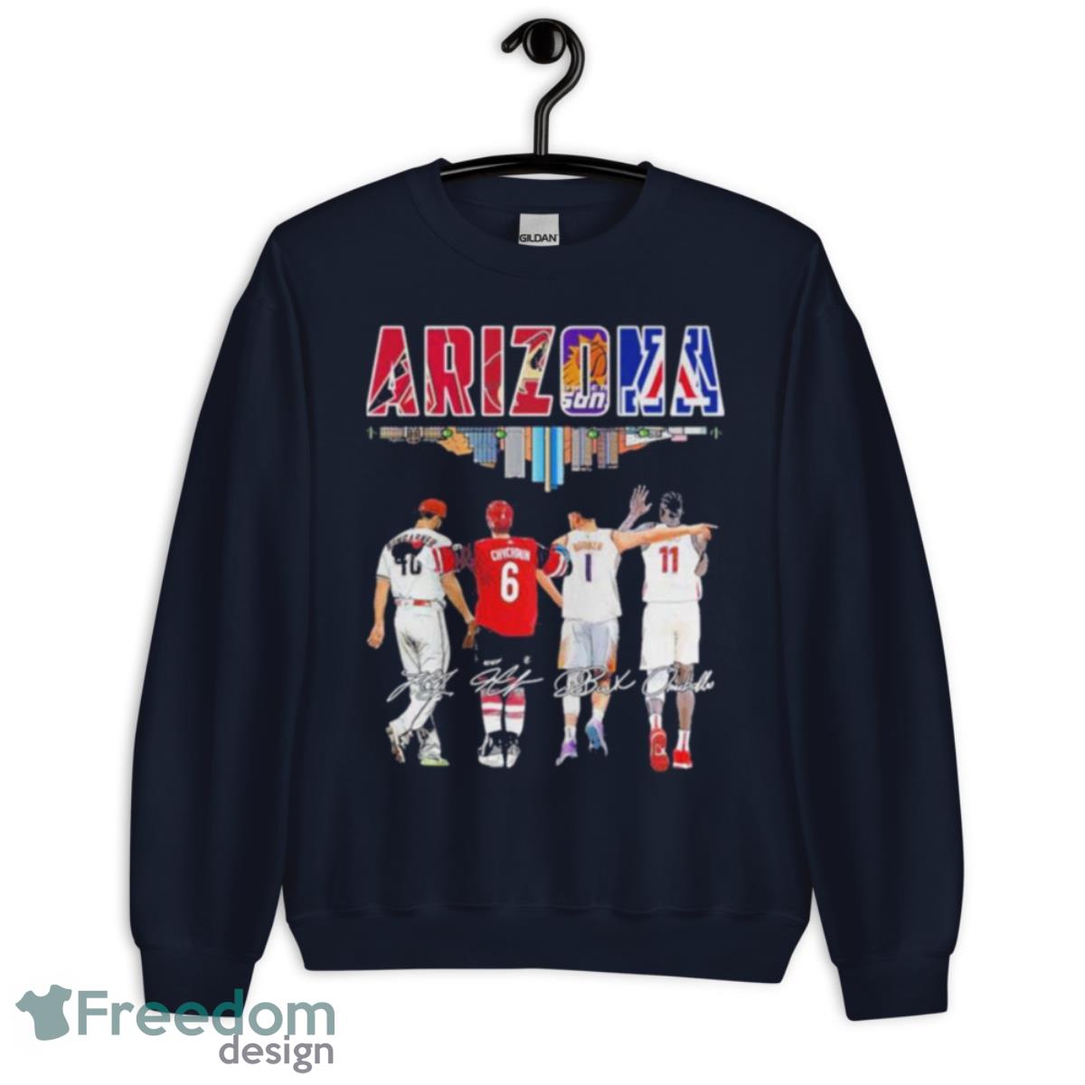 Arizona City Team Sports Player Name Signatures Shirt - Unisex Crewneck Sweatshirt-1