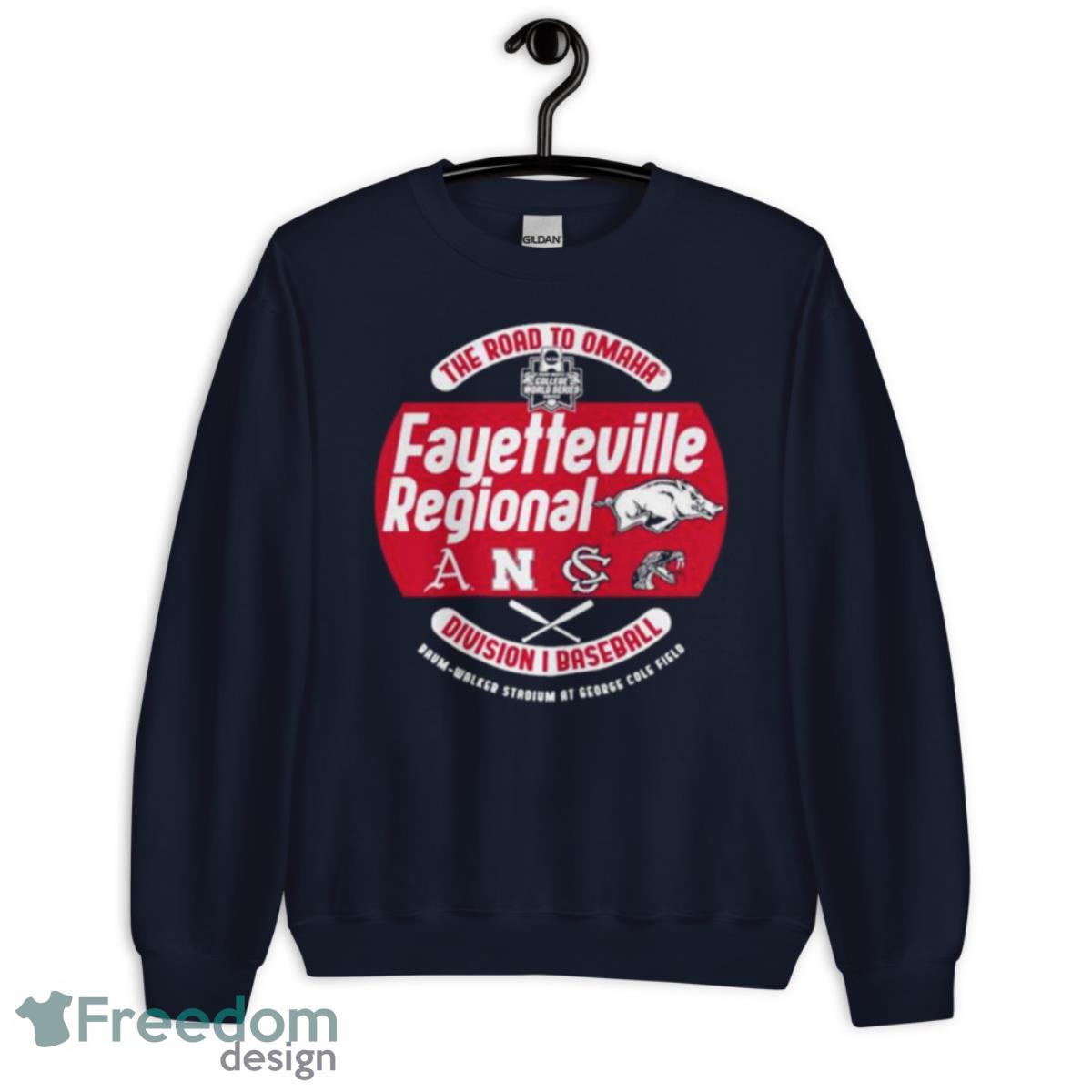 Arkansas 2023 Ncaa 4 Team Fayetteville Regional Shirt - Unisex Crewneck Sweatshirt-1