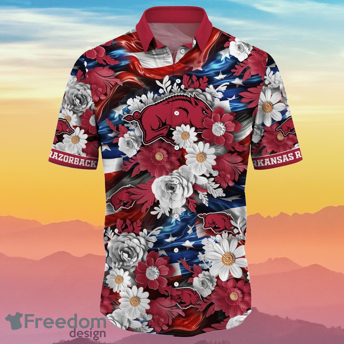 Arkansas Razorbacks NCAA2 Hawaiian Shirt Independence Day Best Gift For 4th Of July Product Photo 2