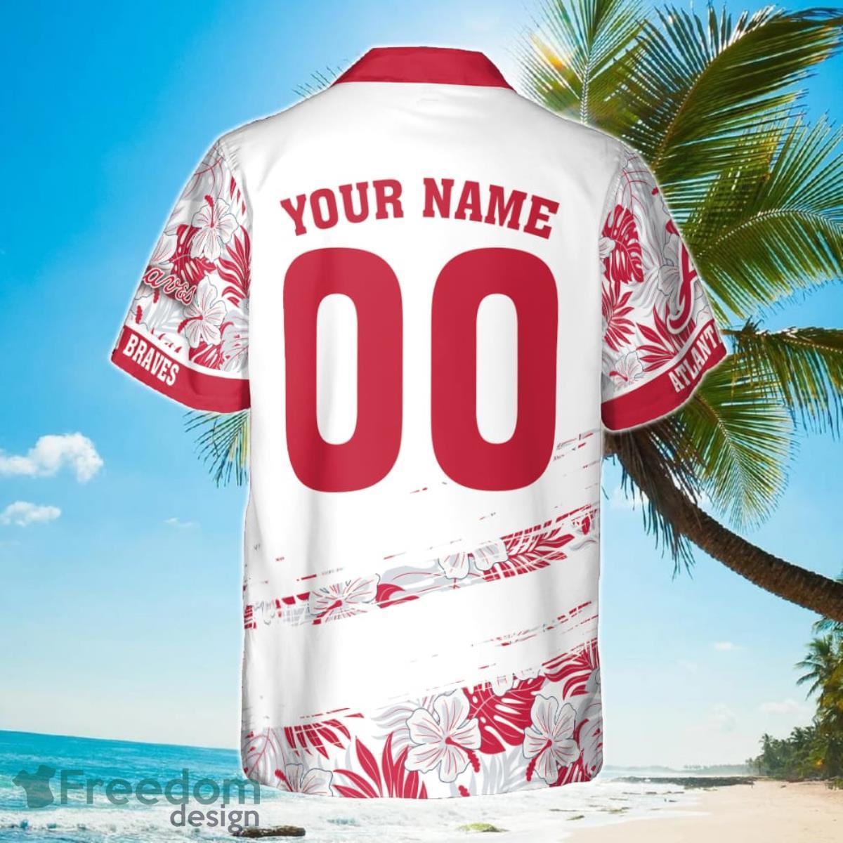 Atlanta Braves MLB Flower Pattern Summer 3D Hawaiian Shirt Personalized Product Photo 2