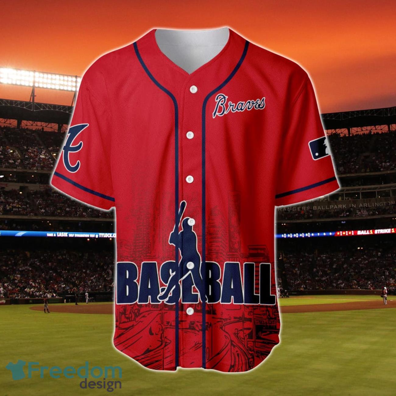 Atlanta Braves MLB Major League Baseball Custom Name & Number Baseball Jersey Product Photo 2