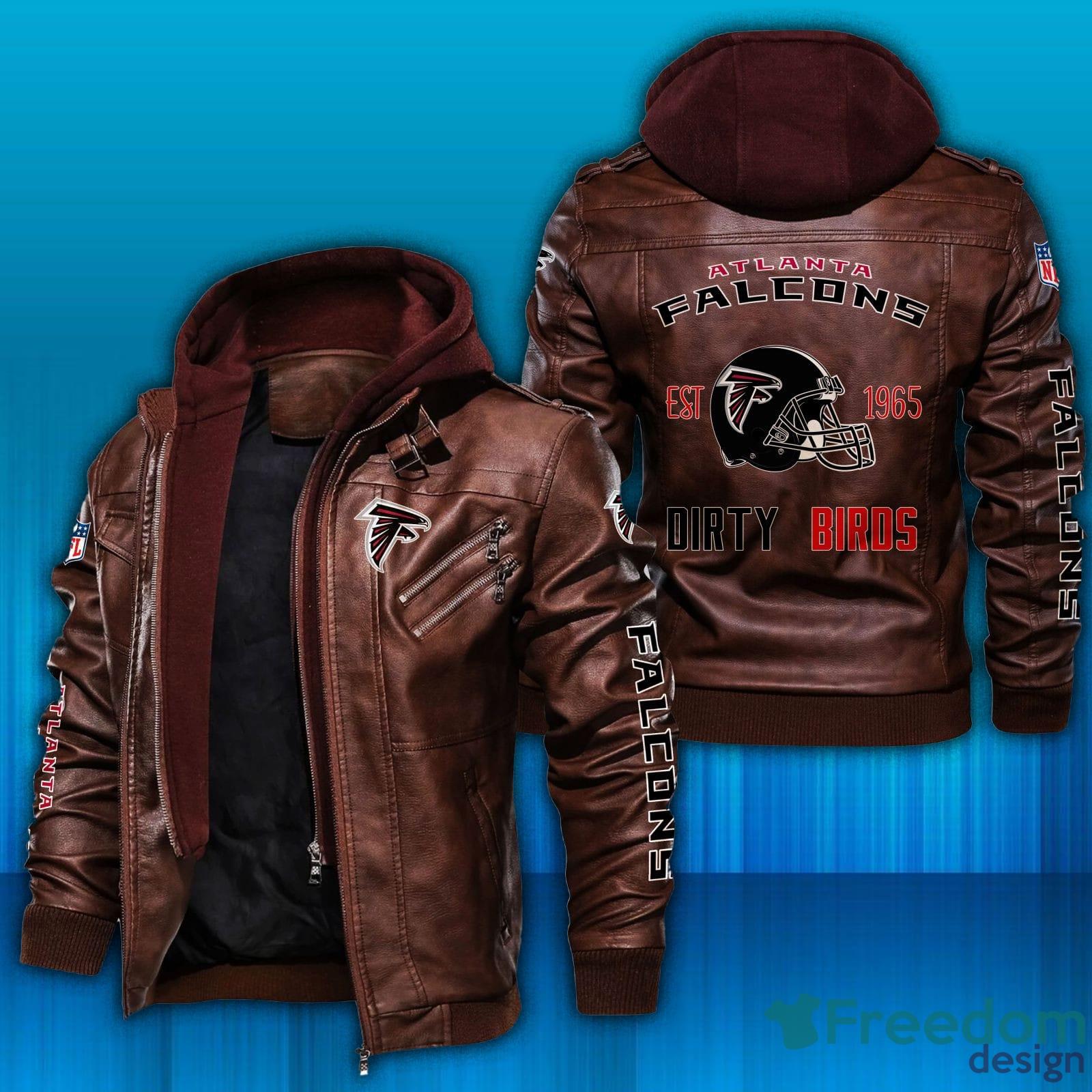 NFL Atlanta Falcons Fans Style 3 Logo Black And Brown Leather Jacket Men  And Women - Freedomdesign