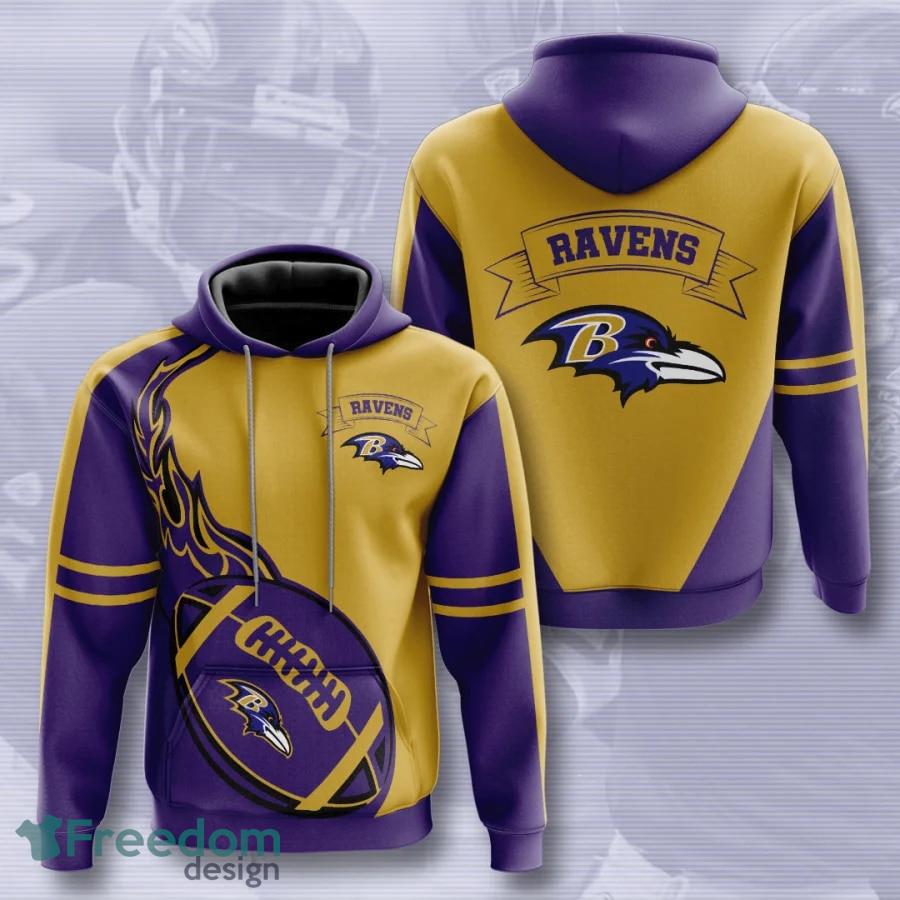 Baltimore Ravens 3D Hoodie Flame Balls graphic Gift For Mens
