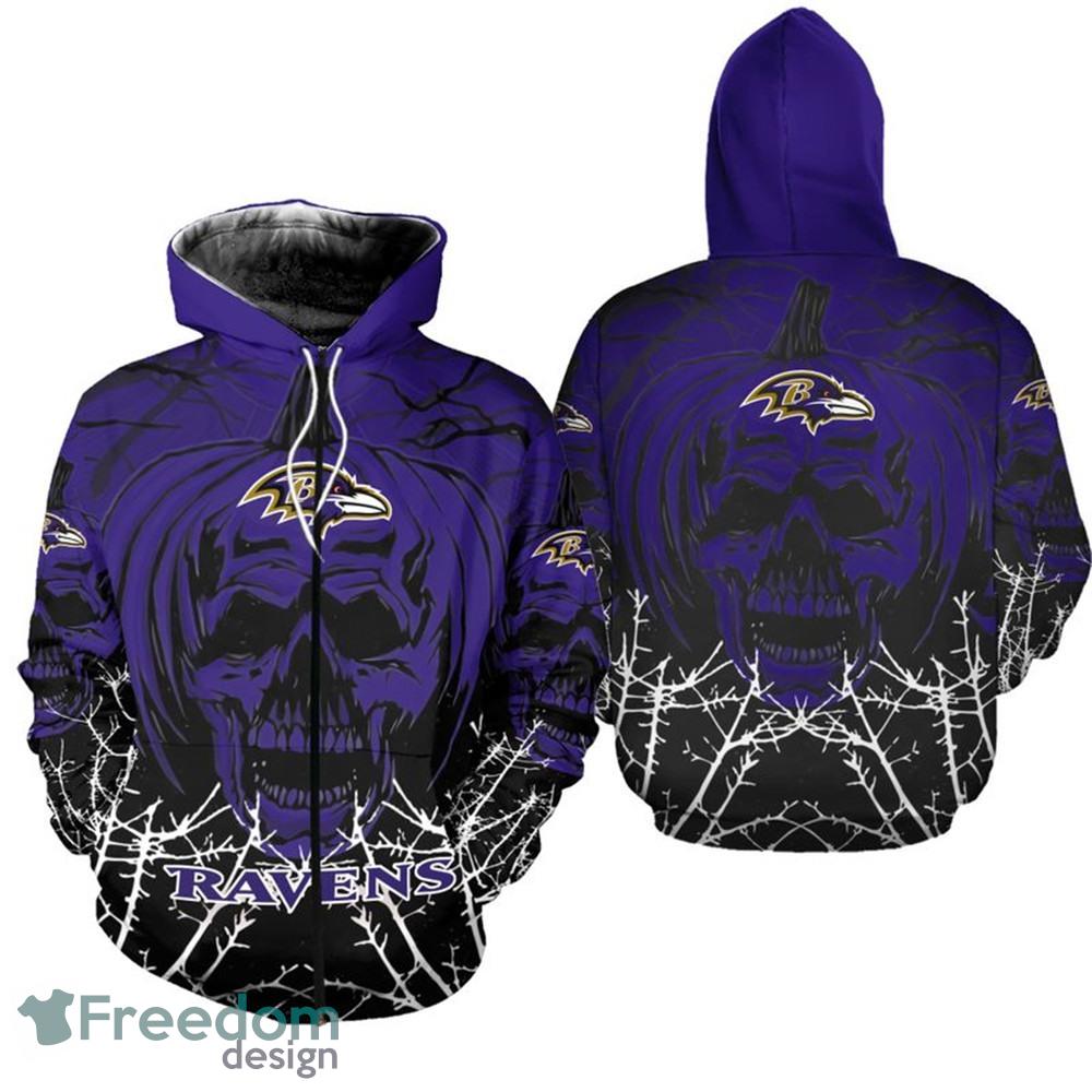 Baltimore Ravens 3D Hoodie Halloween pumpkin skull print Gift For
