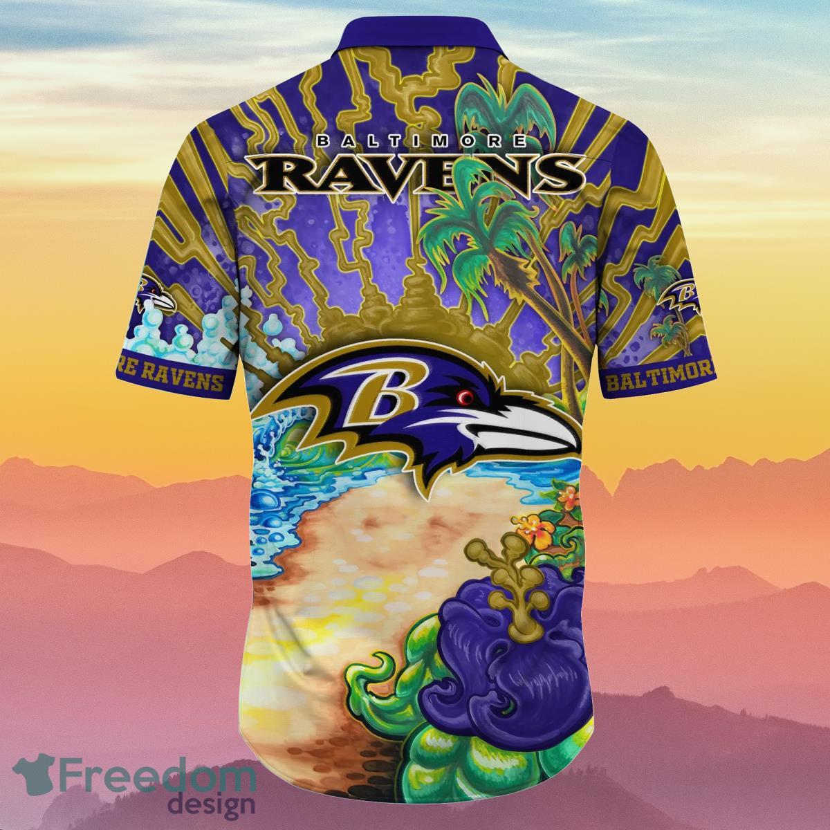 NFL Baltimore Ravens Hawaiian Shirt Floral Aloha Gift For New Grandpa