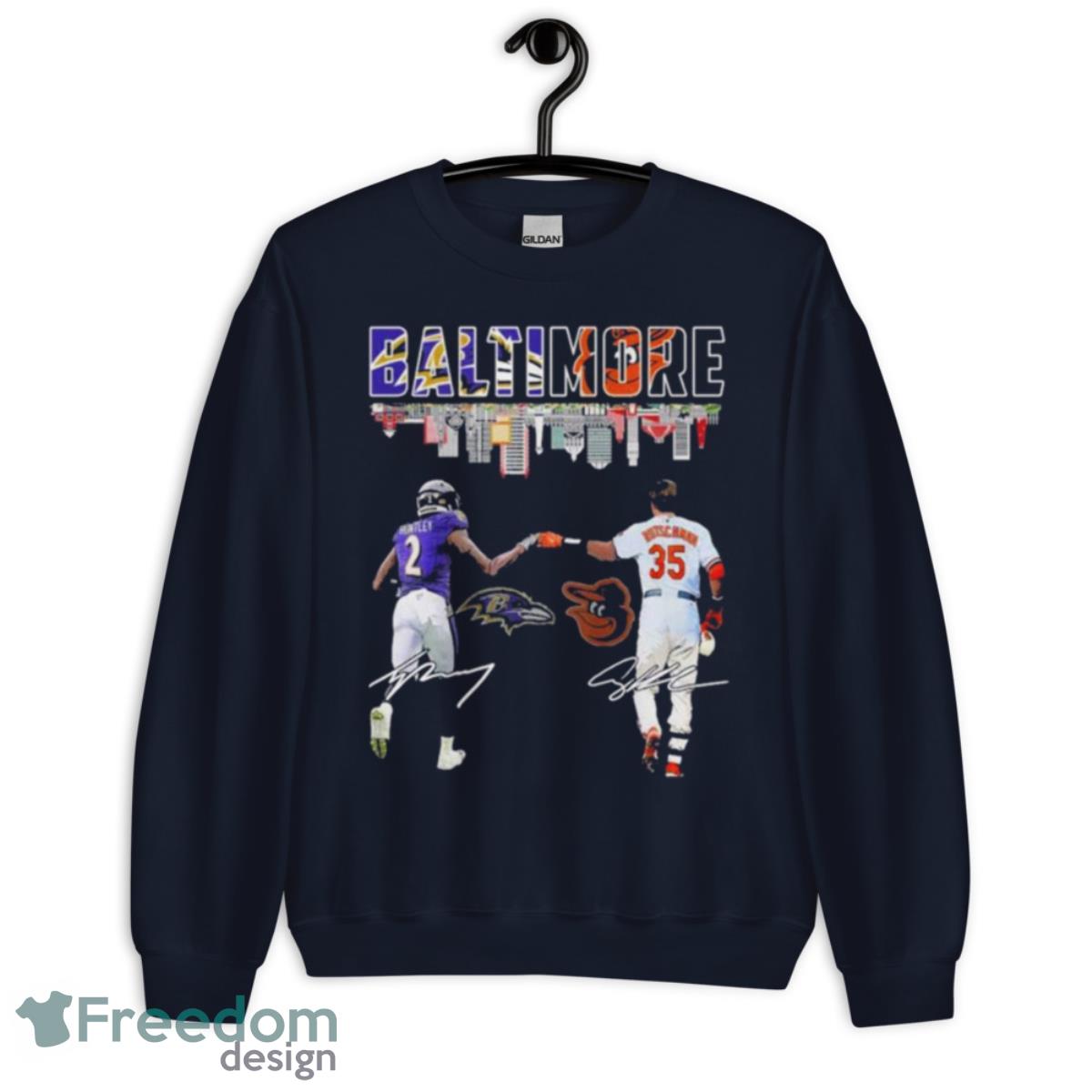 Baltimore Tyler Huntley And Adley Rutschman Signatures Shirt - Unisex Crewneck Sweatshirt-1