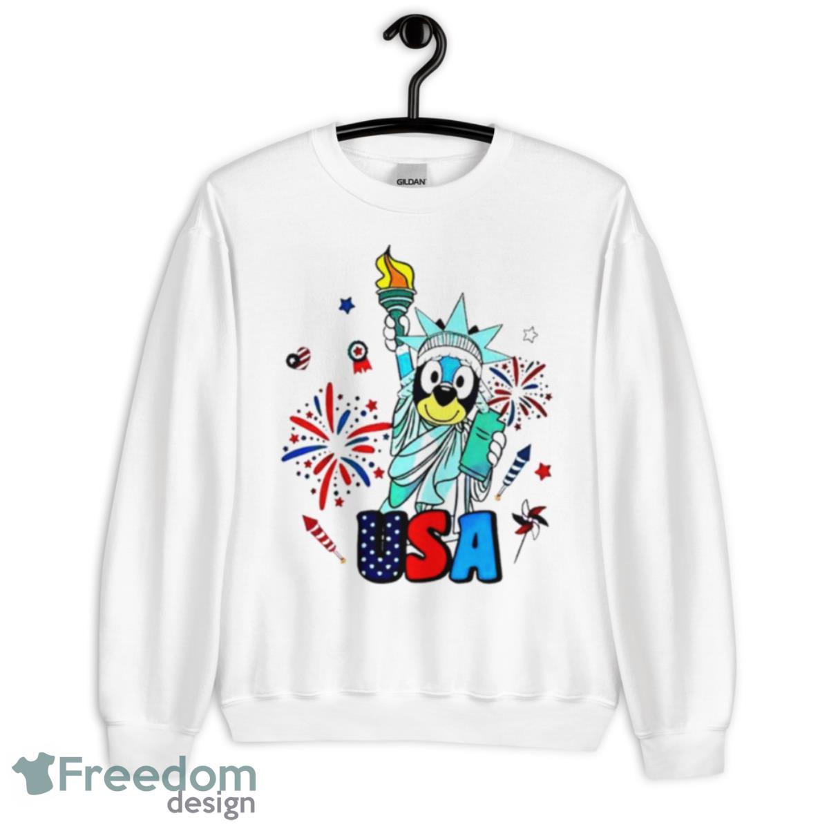 Bluey Bandit Heeler I’m here for the snacks and freedom bluey july fourth shirt - Unisex Heavy Blend Crewneck Sweatshirt