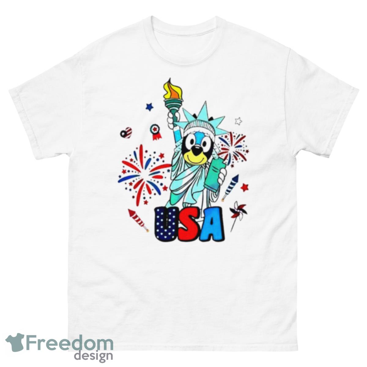 Bluey Bandit Heeler I’m here for the snacks and freedom bluey july fourth shirt - 500 Men’s Classic Tee Gildan