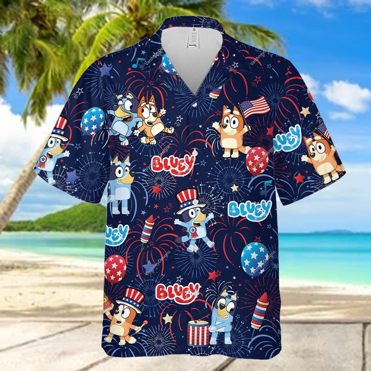 Bluey Shirt Bluey 4th Of July Button Shirt Bluey Hawaiian Shirt Summer Gift For Men And Women image Bluey Shirt Bluey 4th Of July Button Shirt Bluey Hawaiian Shirt Summer Gift For Men And Women - 140623-110858