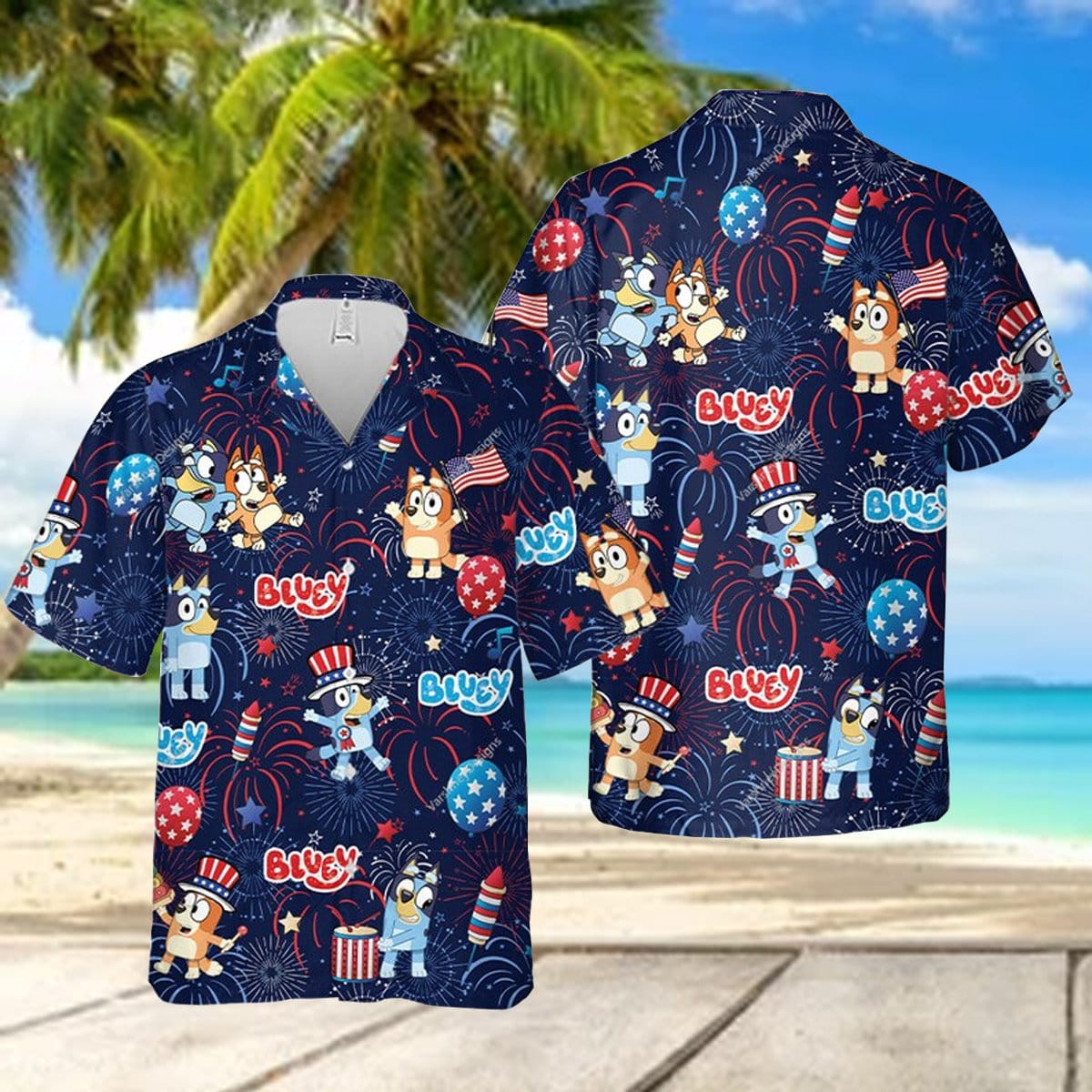 Bluey Family Shirt Bluey Button Shirt Bluey Summer Shirt Bluey Shirt Bluey  Hawaiian Shirt Summer Gift For Men And Women - Freedomdesign