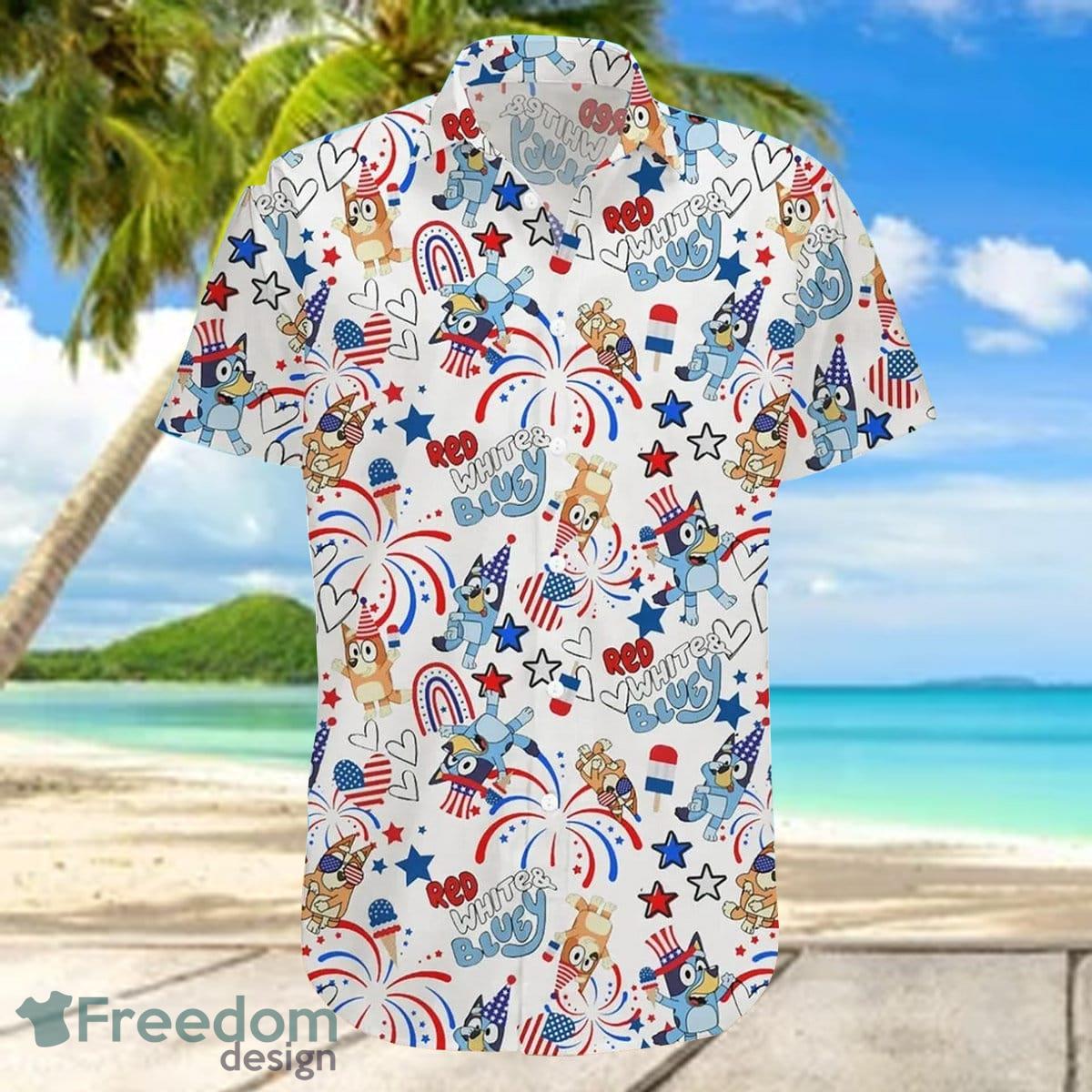 Bluey Hawaiian Shirt, Bluey Shirt, 4Th July Bluey Bingo Hawaiian Shirt