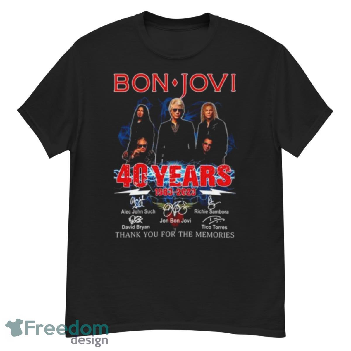 Bon Jovi 40 Years 1983 2023 Thank You For The Memories Signatures Shirt - G500 Men’s Classic T-Shirt