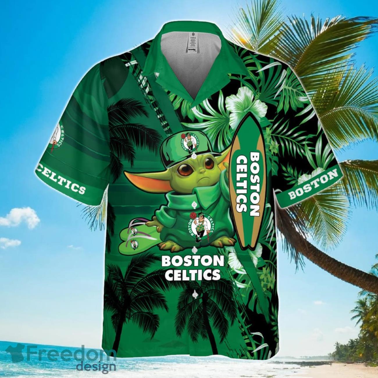 Boston Celtics Baby Yoda National Basketball Association 2023 Hawaiian Shirt Product Photo 2