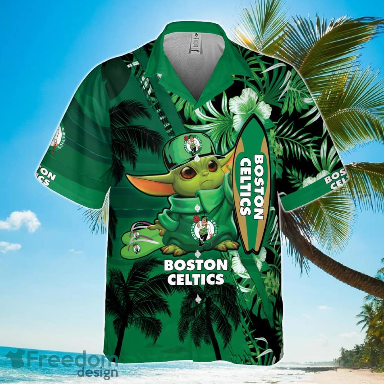 Boston Celtics Baby Yoda National Basketball Association 2023 Hawaiian Shirt For Men Women Product Photo 2