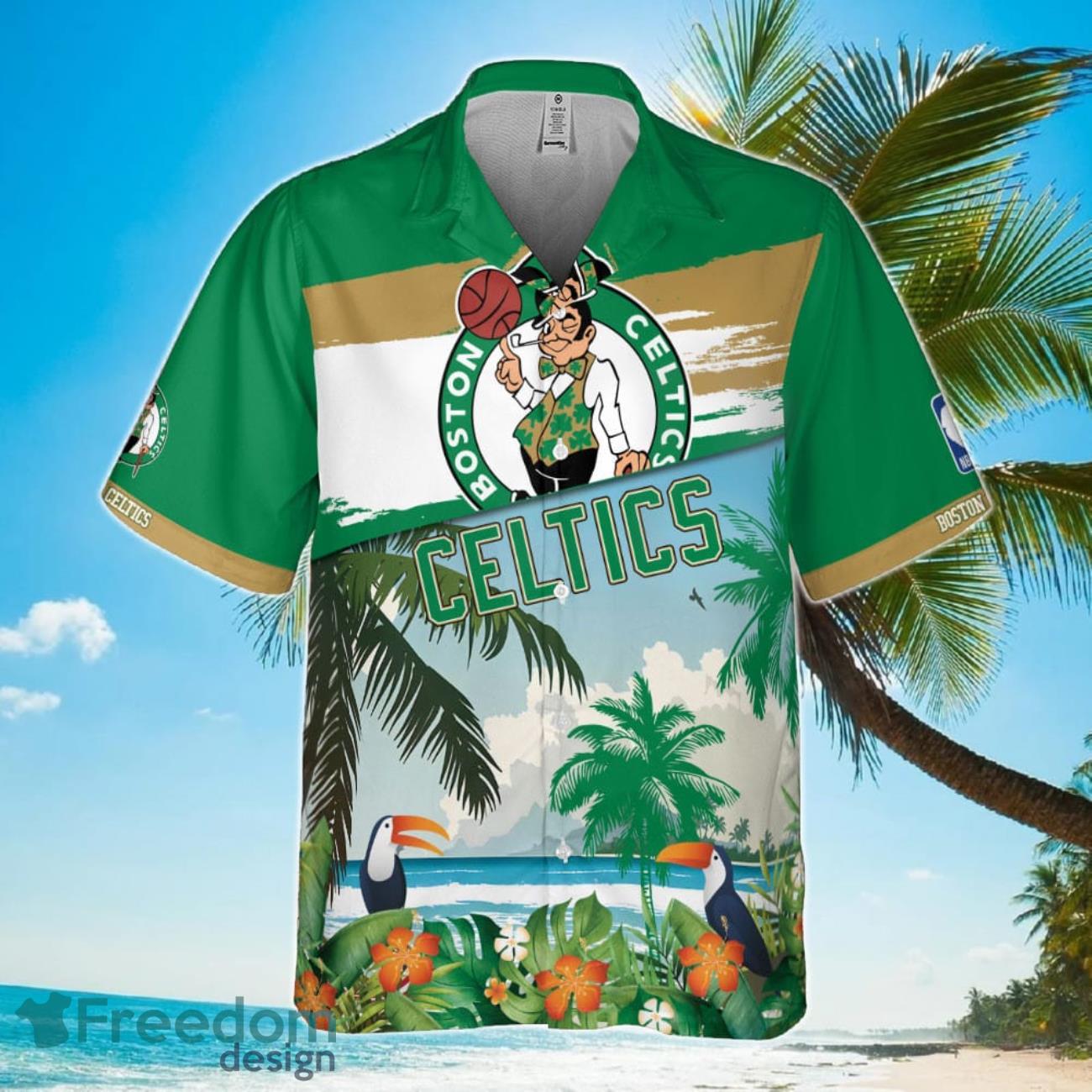 Boston Celtics Beach Pattern Colorful Print Hawaiian Shirt Product Photo 2