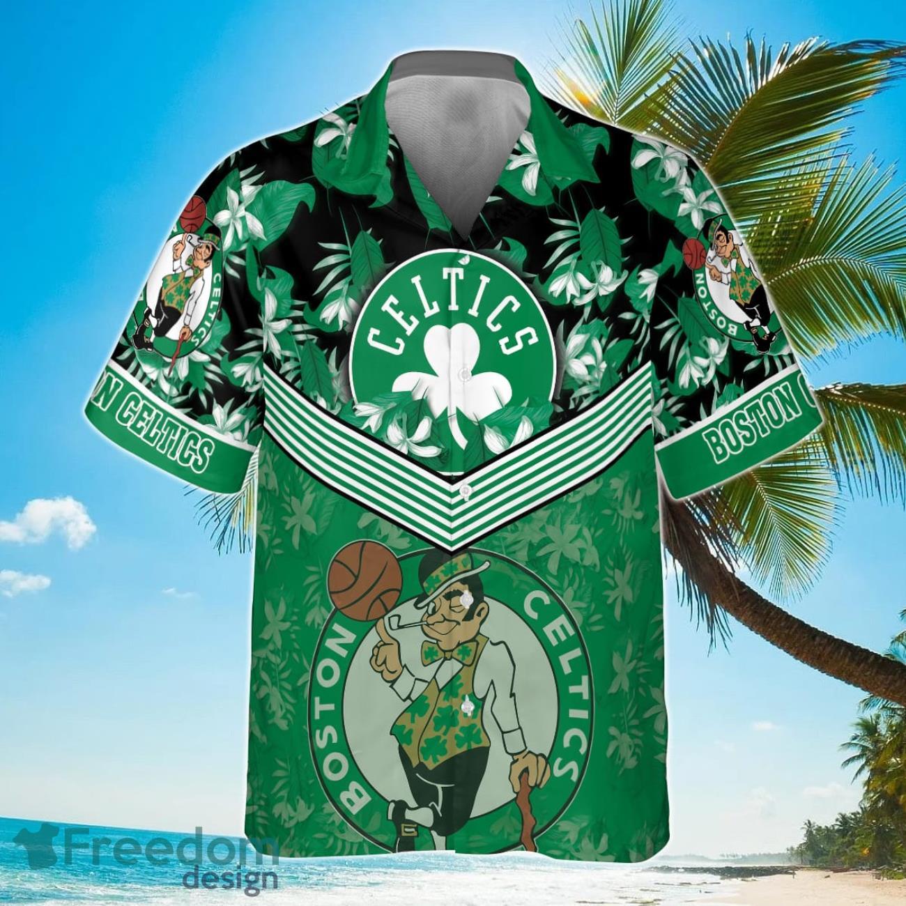 Boston Celtics Green Hibiscus Flower Pattern Print Hawaiian Shirt For Men Women Product Photo 2