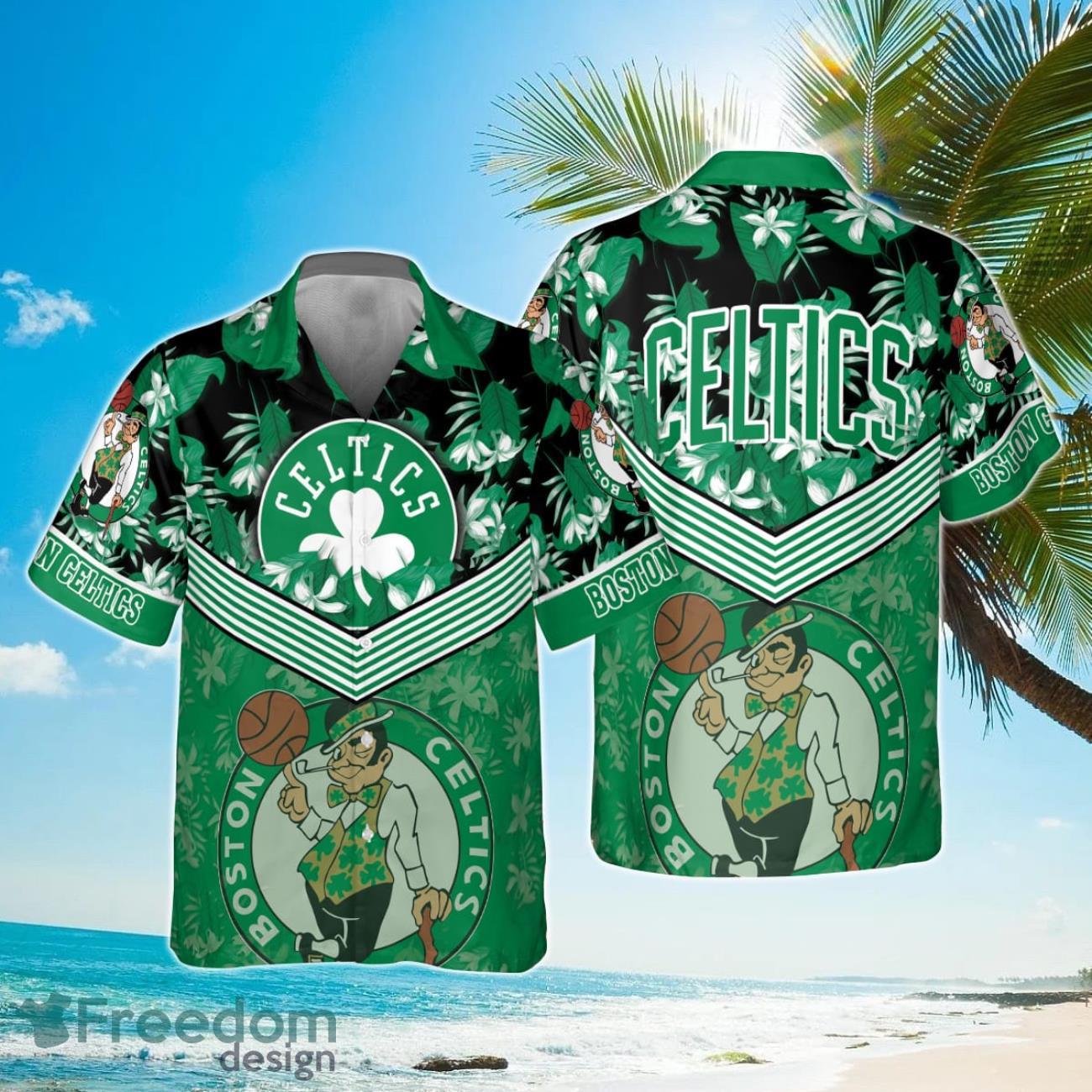 Boston Celtics Green Hibiscus Flower Pattern Print Hawaiian Shirt For Men Women Product Photo 1