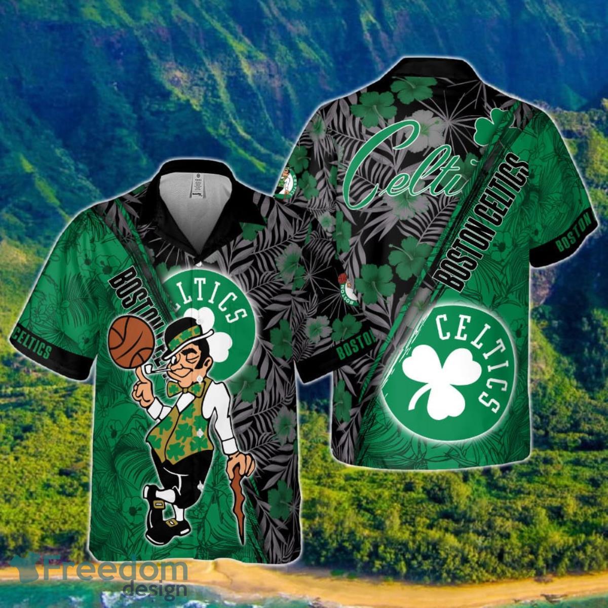 Boston Celtics Hibiscus Flower And Tree Pattern 3D Aloha Hawaiian Shirt -  Freedomdesign