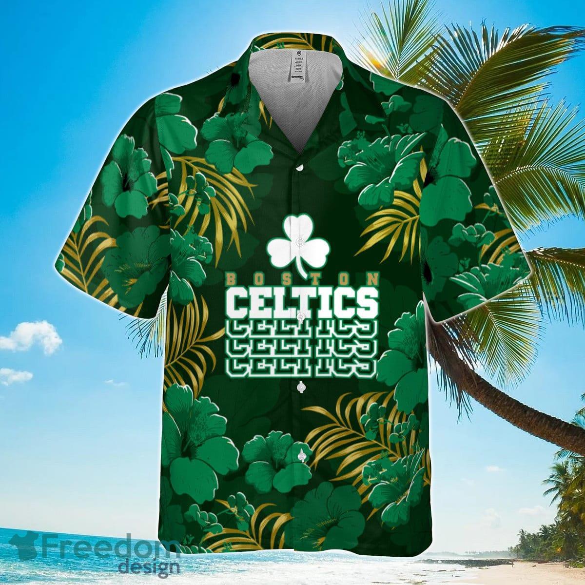 Boston Celtics Hibiscus And Tree Tropical Pattern Print Hawaiian Shirt Product Photo 2