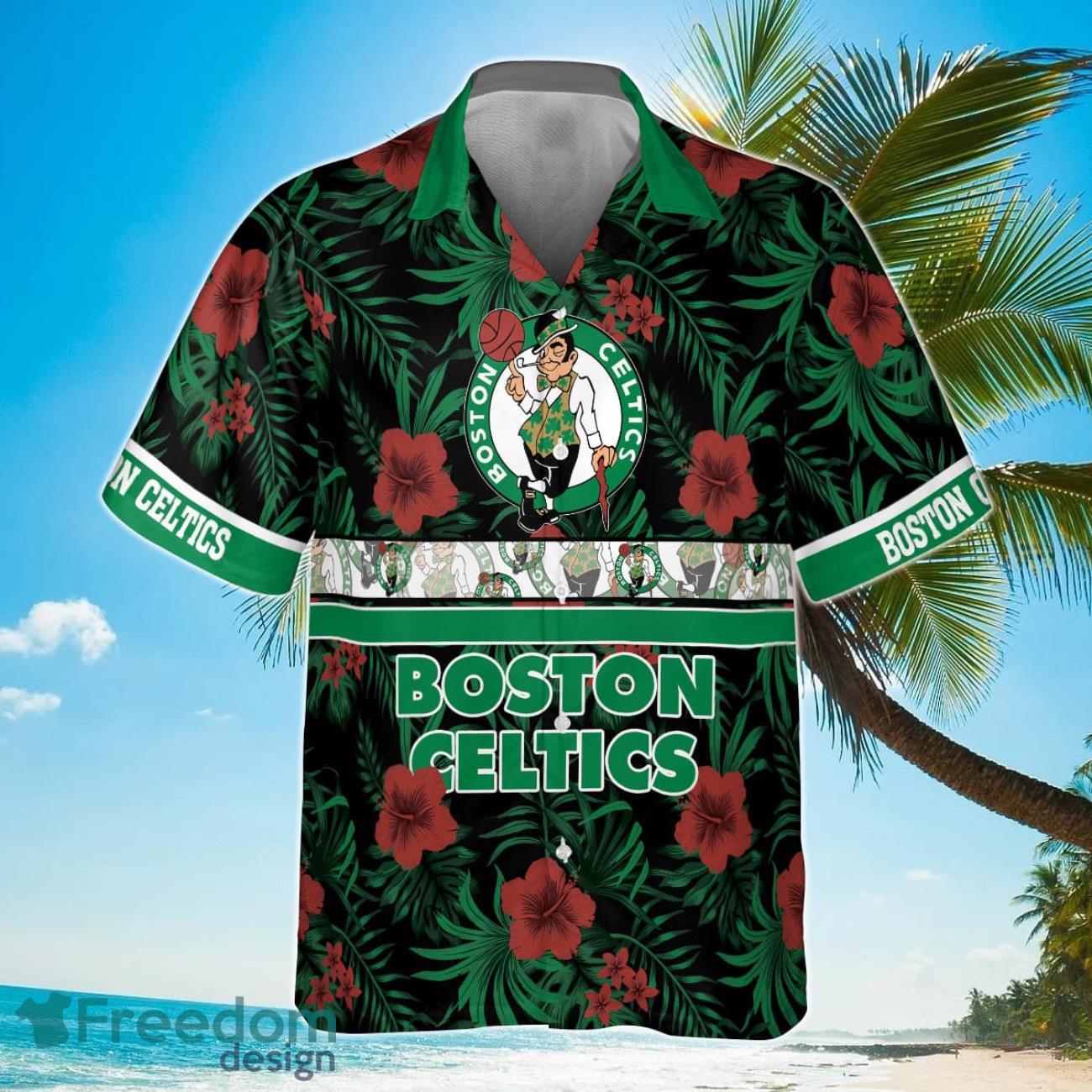 Boston Celtics National Basketball Association 2023 Hibiscus Logo Hawaiian Shirt Product Photo 2