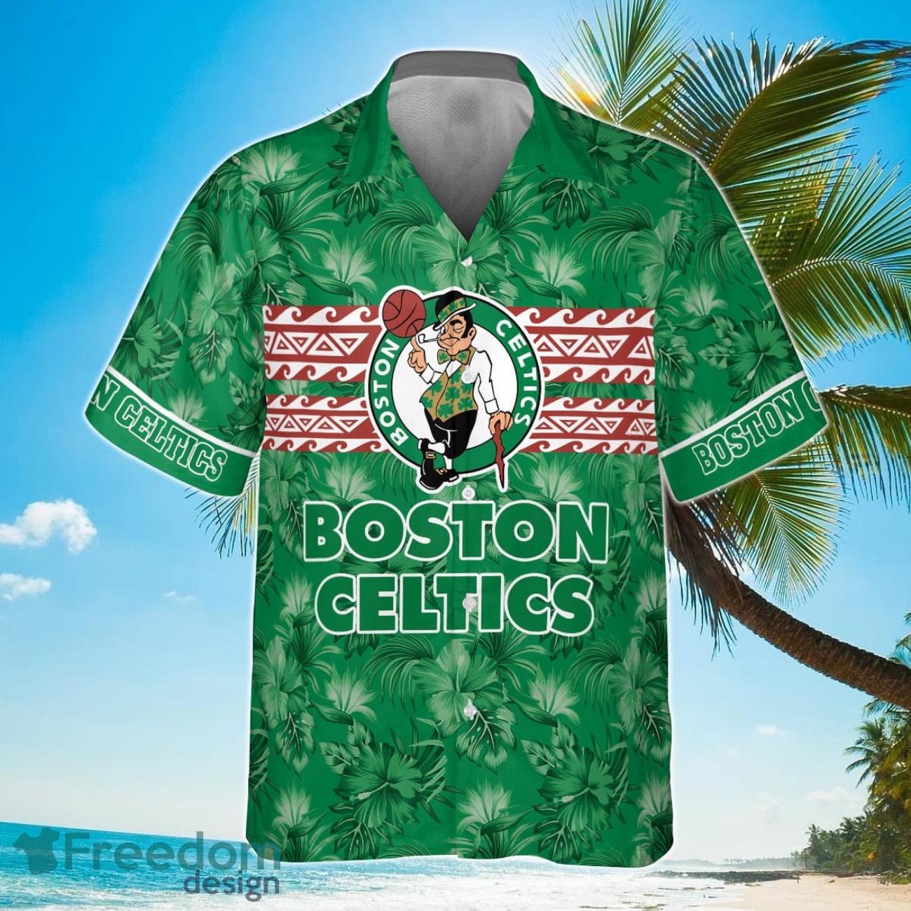 Boston Celtics National Basketball Association 2023 Hibiscus Pattern Hawaiian Shirt Product Photo 2