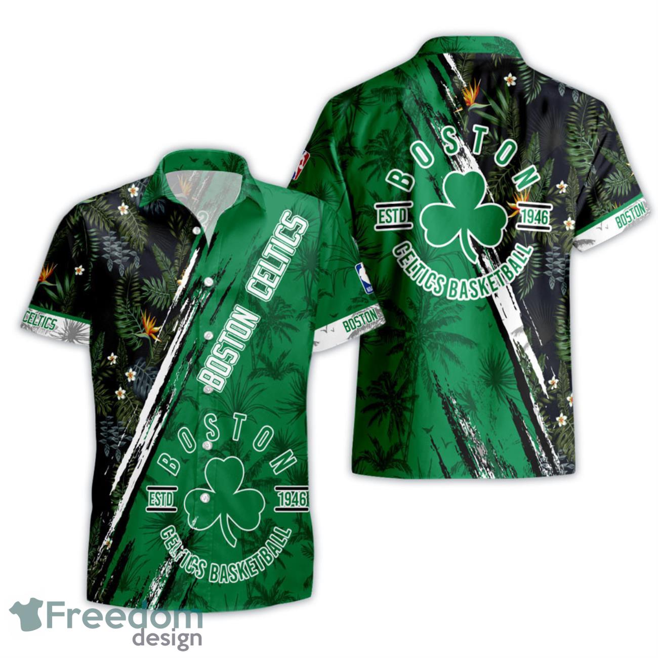 Boston Celtics NBA Champions Floral Pattern Print Hawaiian Shirt Product Photo 1