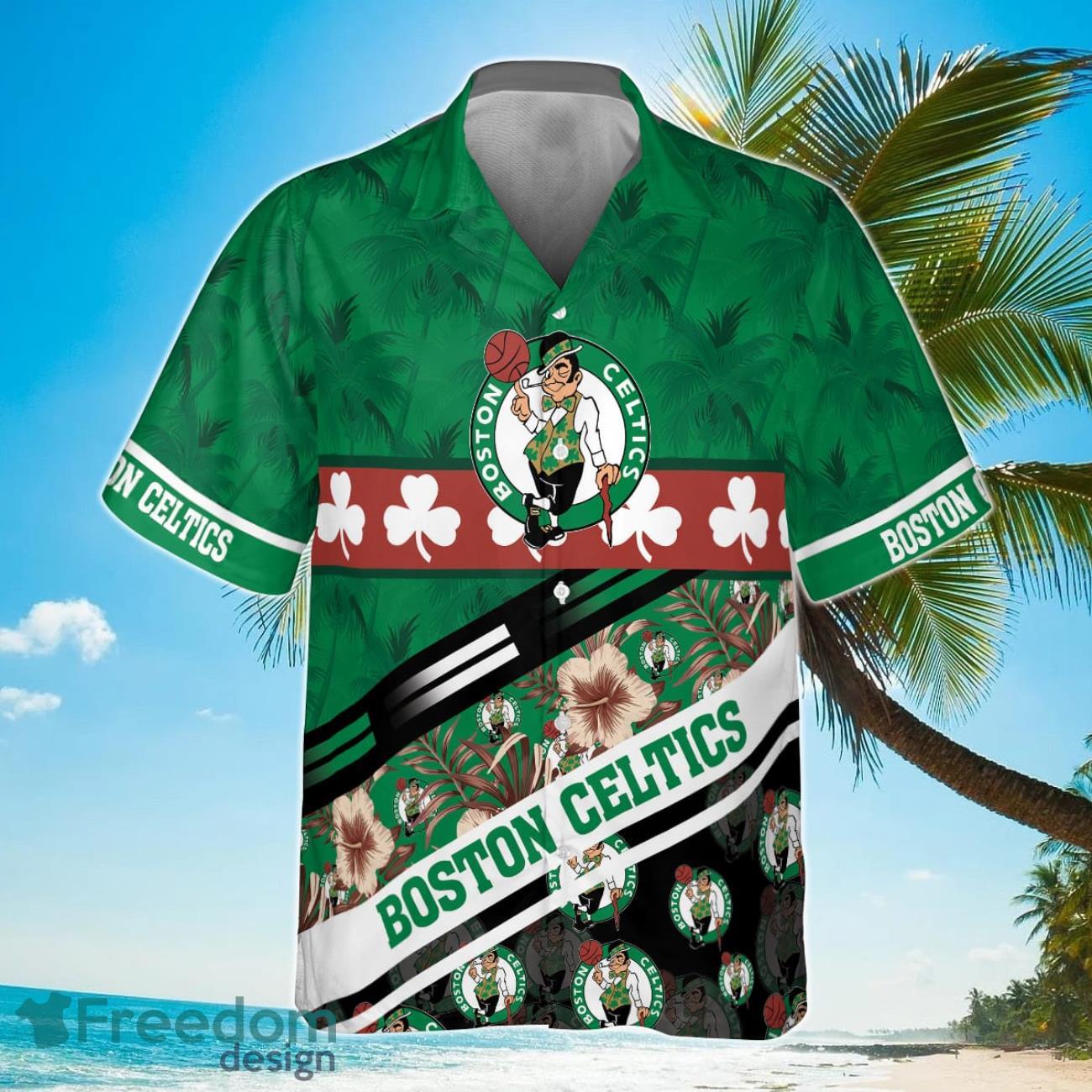 Boston Celtics Tree Hawaii Pattern Cute Print Hawaiian Shirt Product Photo 2