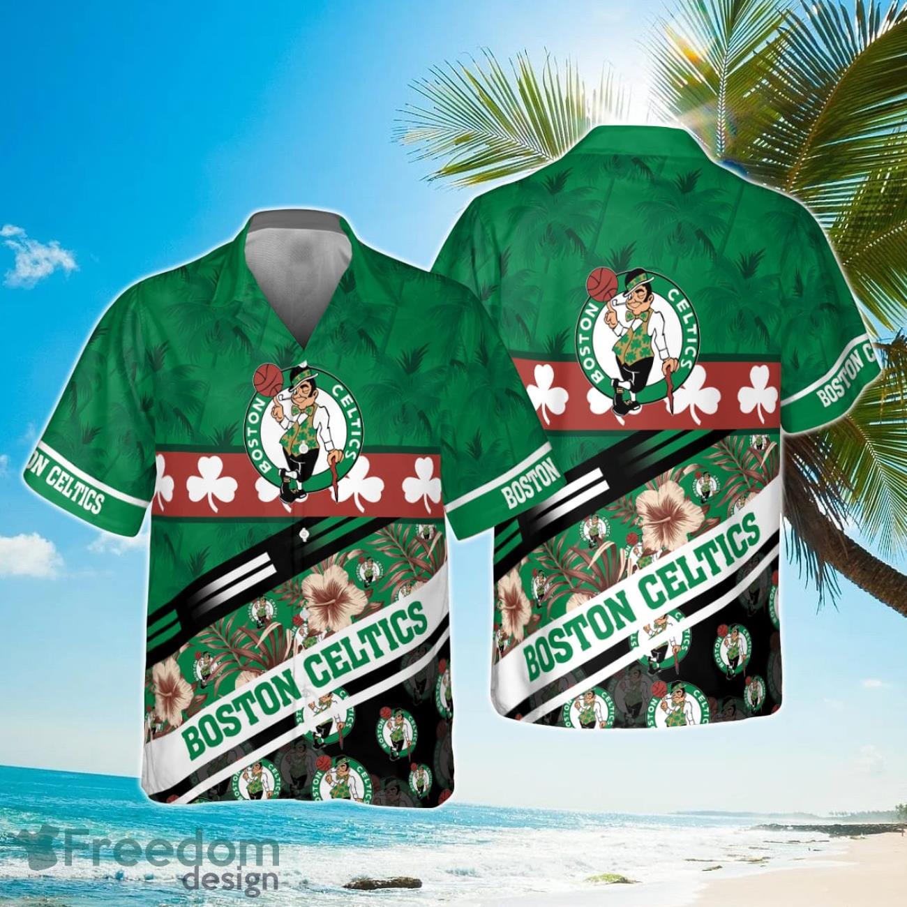 Boston Celtics Tree Hawaii Pattern Cute Print Hawaiian Shirt Product Photo 1