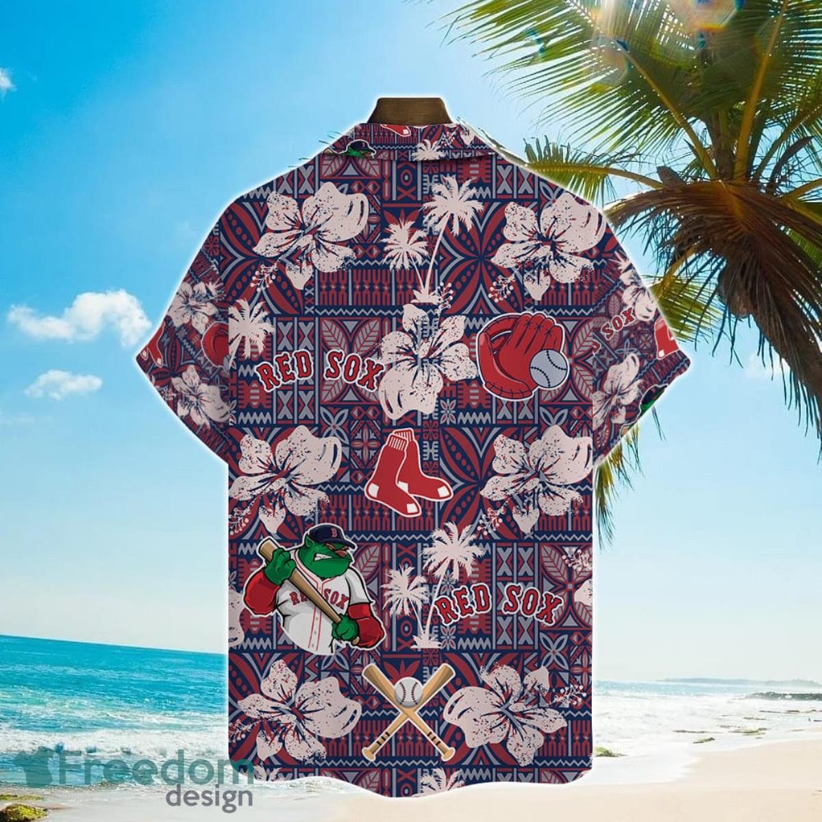 Boston Red Sox Hibiscus Pattern Vintage Hawaiian Shirt For Men