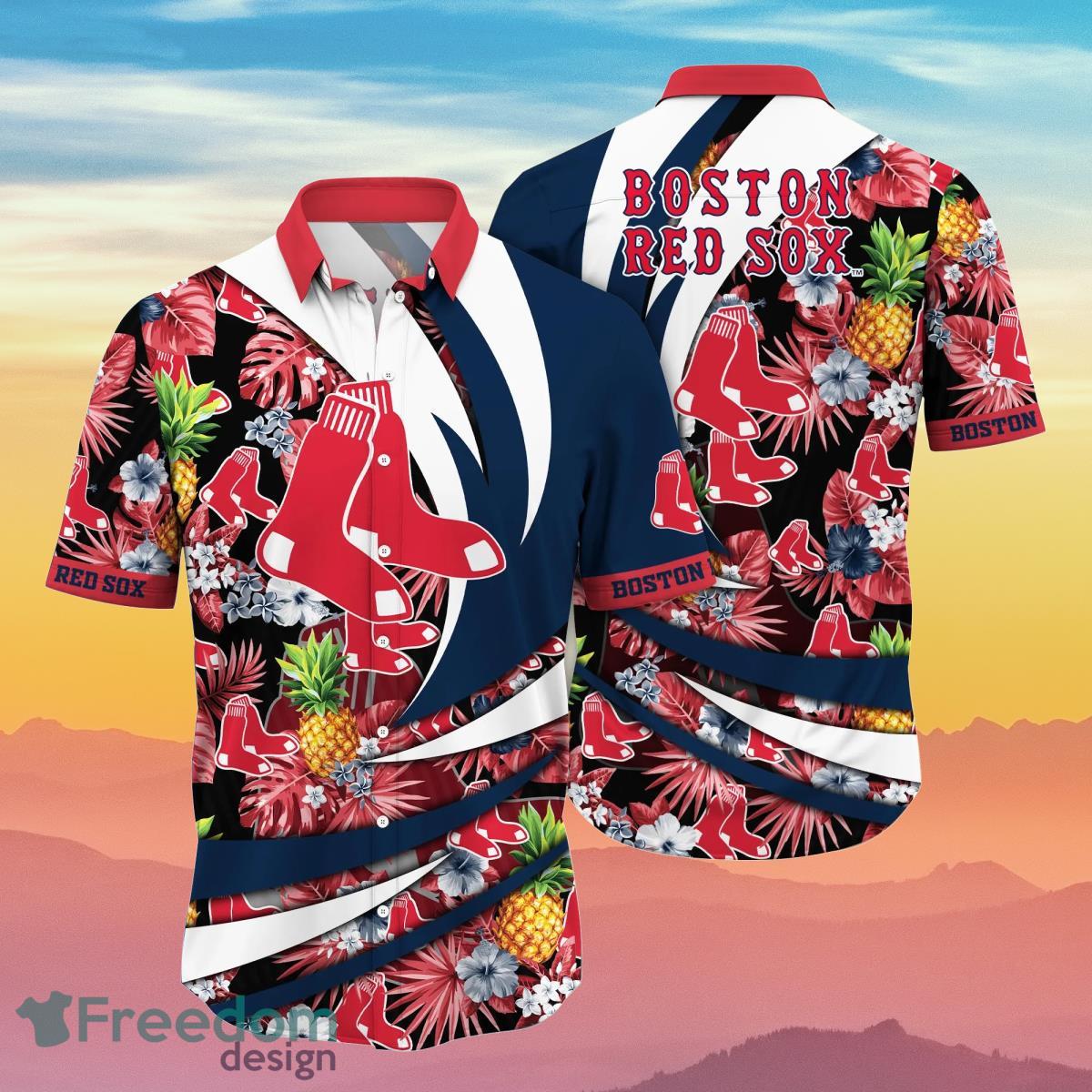 Boston Red Sox MLB American Flower Hawaiian Shirt - Growkoc