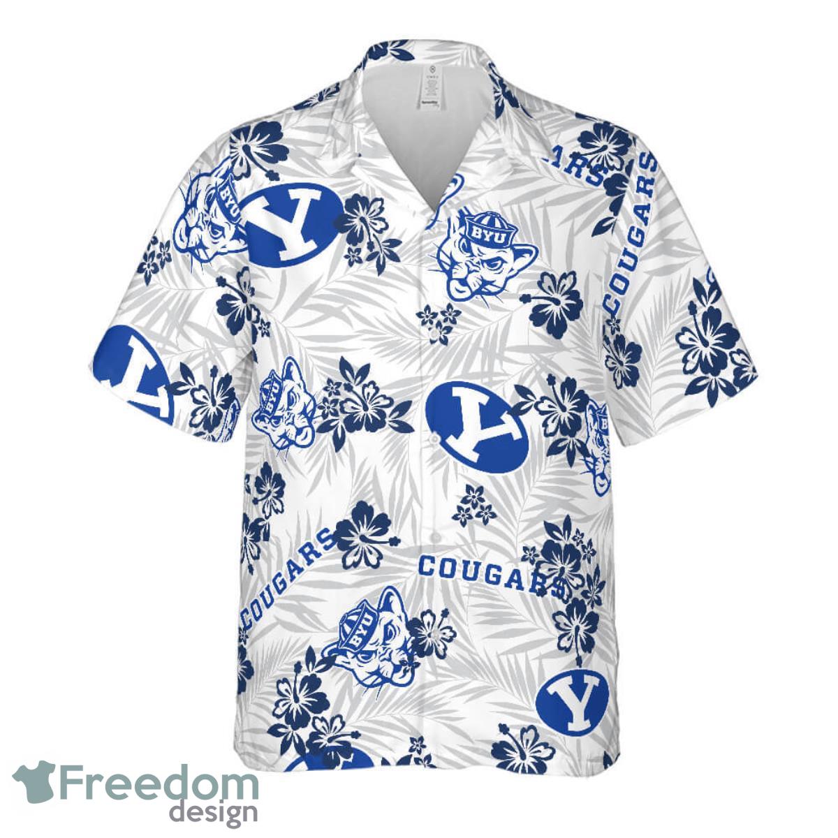 Brigham Young Cougars Floral Hawaiian Shirt For Men And Women Product Photo 2