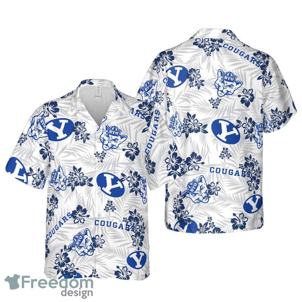 Brigham Young Cougars Floral Hawaiian Shirt For Men And Women Product Photo 1