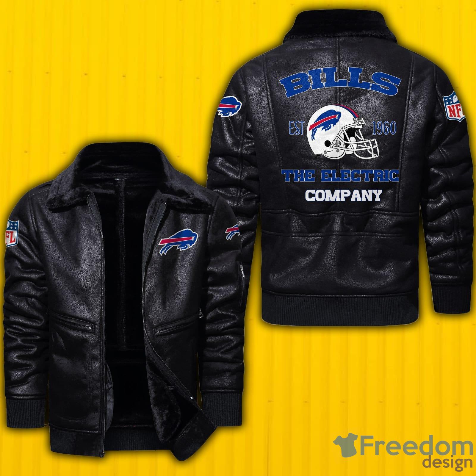 Vintage NFL Buffalo Bills Black Leather Jacket