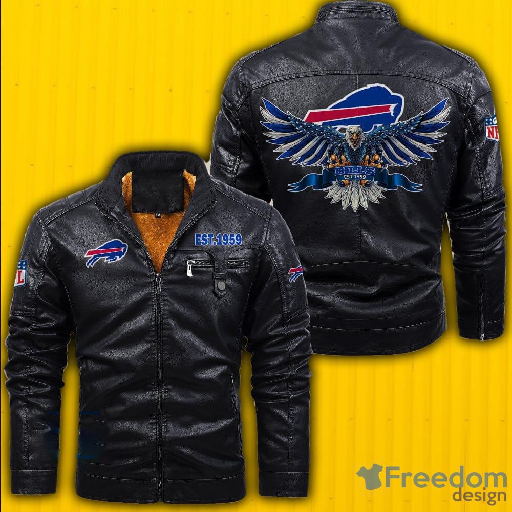 NFL Buffalo Bills Fans Style 1 Logo Black And Brown Leather Jacket Men And  Women - Freedomdesign