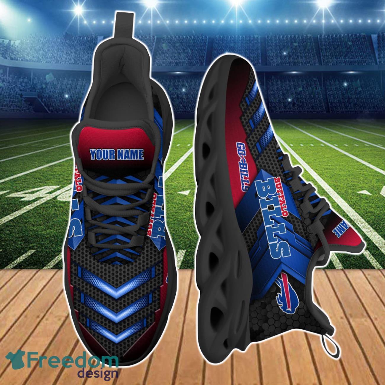 Buffalo Bills Custom Name Luxury NFL Max Soul Shoes Design 8 Chunky Sneakers  For Men And Women - Banantees