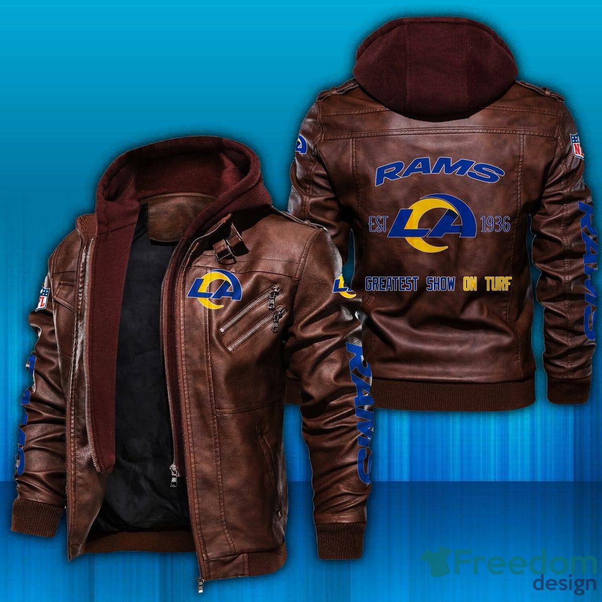 NFL Los Angeles Rams Style 5 Big Logo Black Brown Leather Jacket For Fans -  Freedomdesign