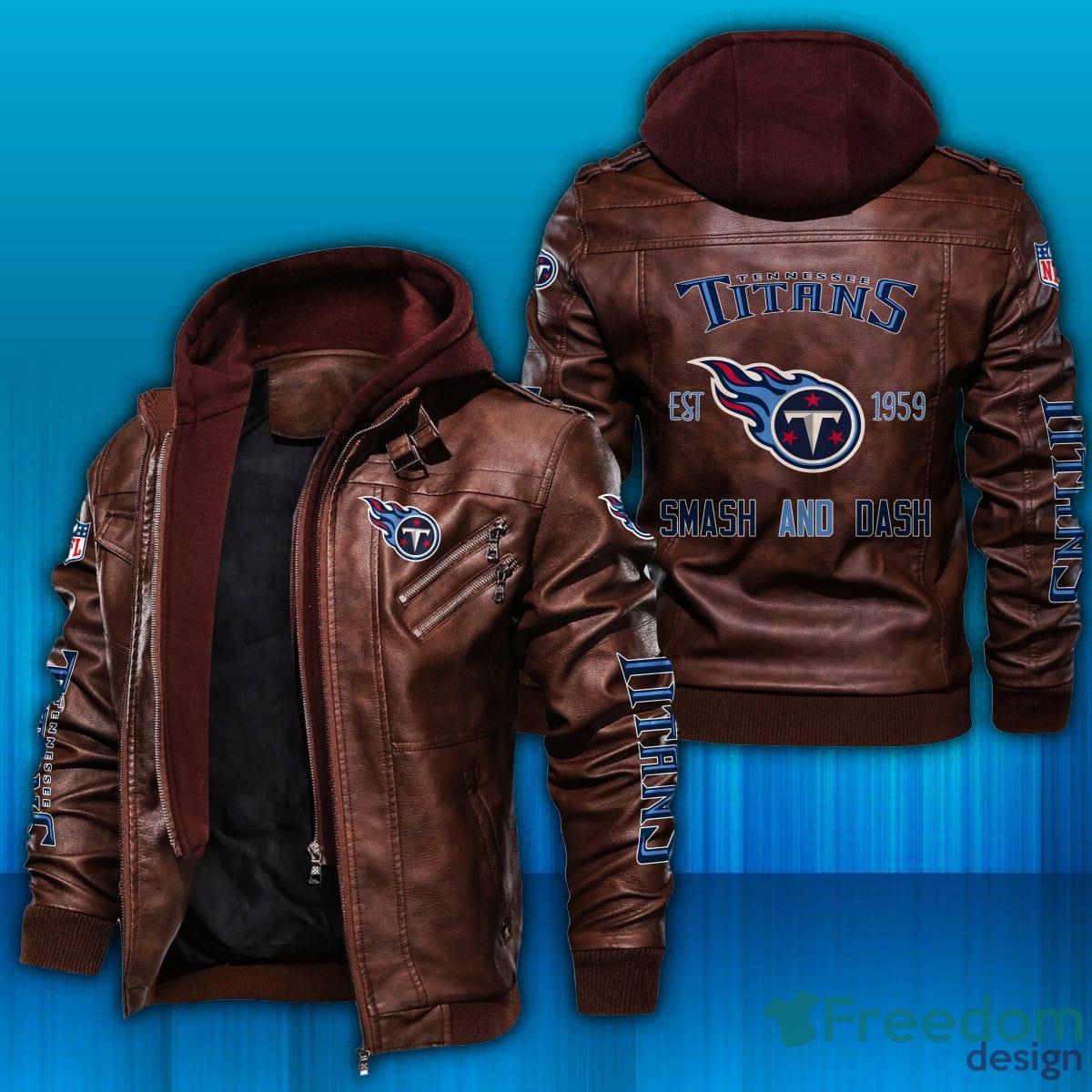 Bundesliga Tennessee Titans Logo Brown Black Leather Jacket