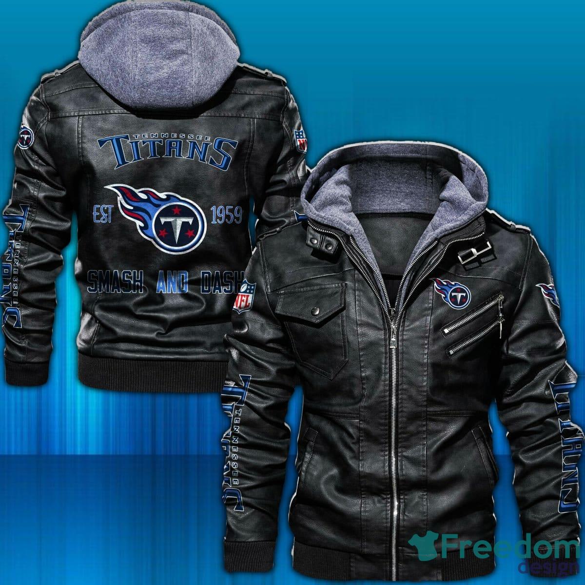 Bundesliga Tennessee Titans Logo Brown Black Leather Jacket